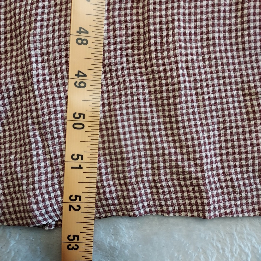 Eddie Bauer XL Burgundy Gingham Button Front Midi Shirt Dress Farm Cottage Retro - Picture 6 of 6